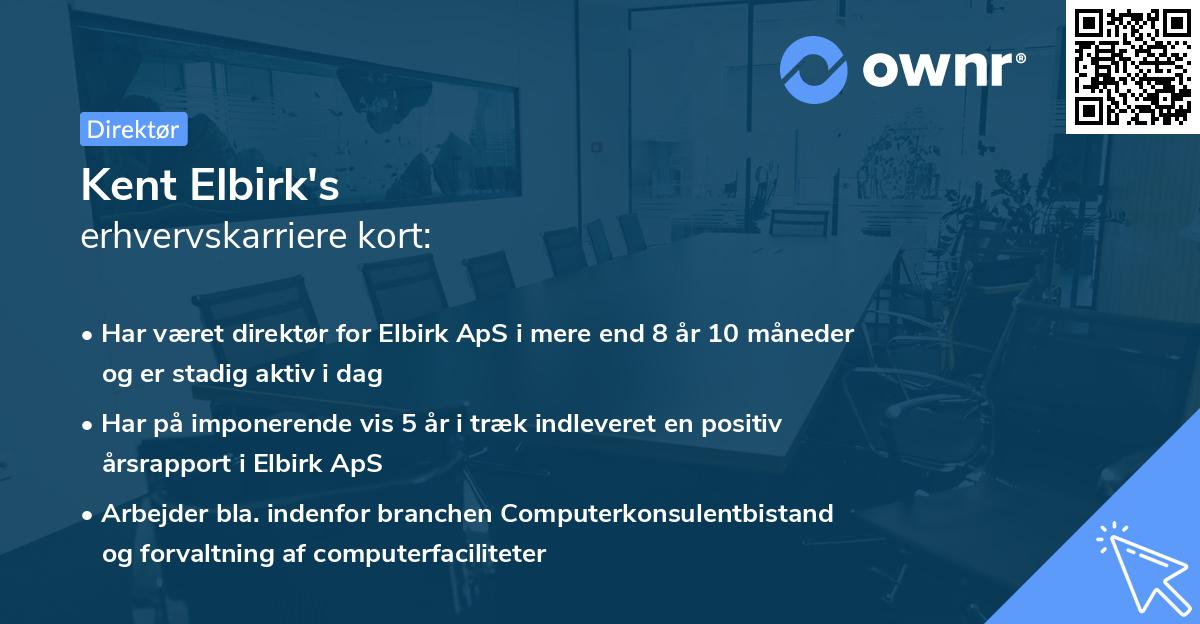 Kent Elbirk's erhvervskarriere kort