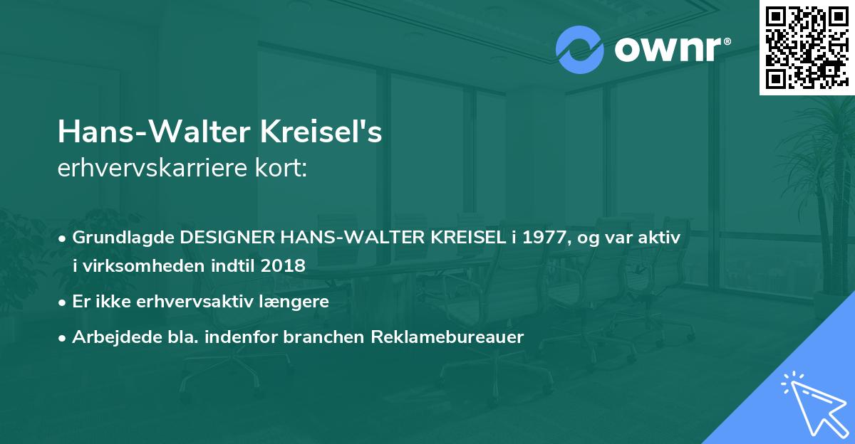 Hans-Walter Kreisel's erhvervskarriere kort