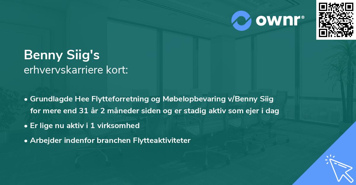 Benny Siig's erhvervskarriere kort