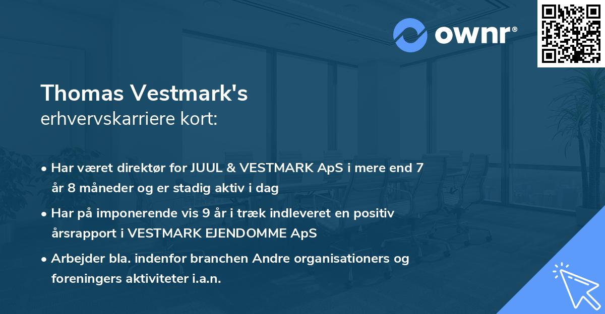 Thomas Vestmark's erhvervskarriere kort