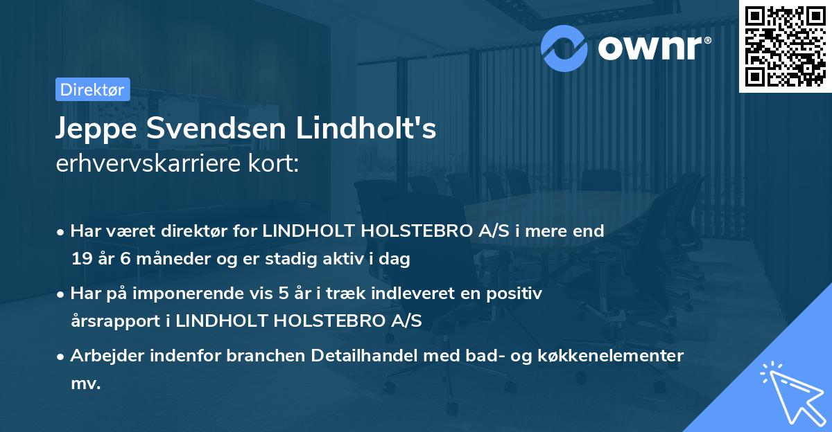 Jeppe Svendsen Lindholt's erhvervskarriere kort