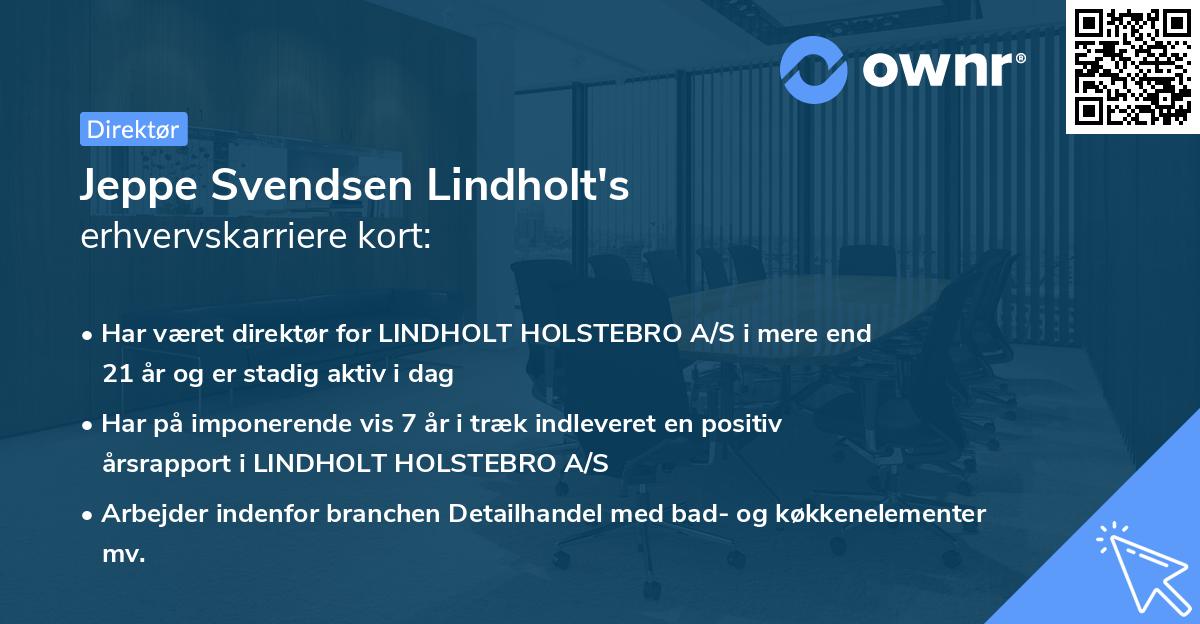 Jeppe Svendsen Lindholt's erhvervskarriere kort