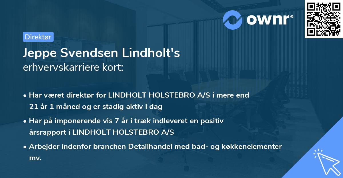Jeppe Svendsen Lindholt's erhvervskarriere kort
