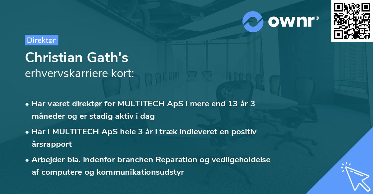 Christian Gath's erhvervskarriere kort
