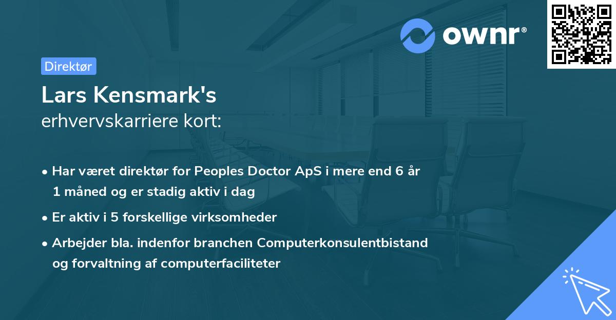 Lars Kensmark's erhvervskarriere kort