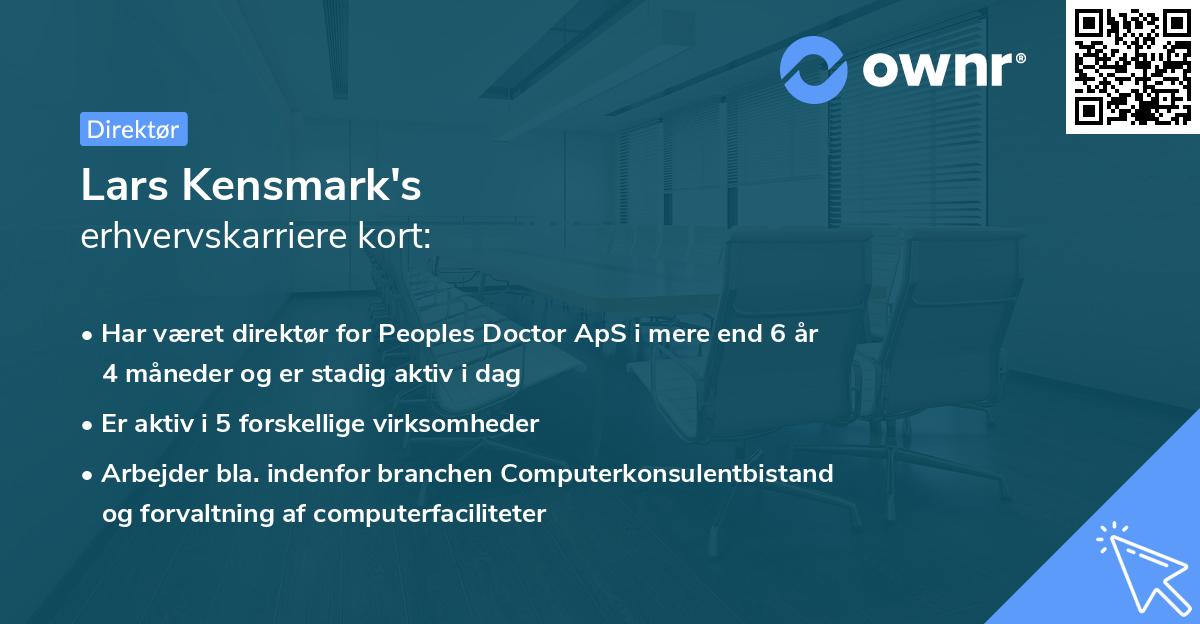 Lars Kensmark's erhvervskarriere kort