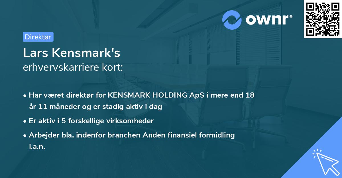 Lars Kensmark's erhvervskarriere kort