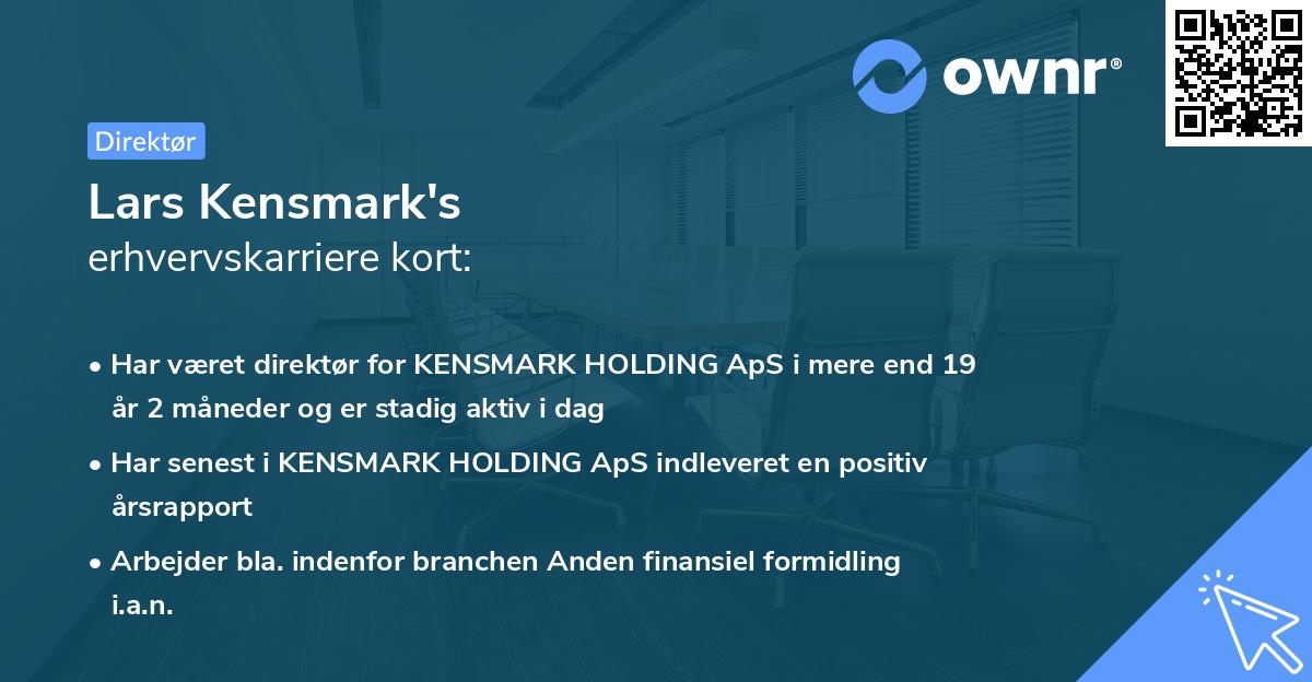 Lars Kensmark's erhvervskarriere kort