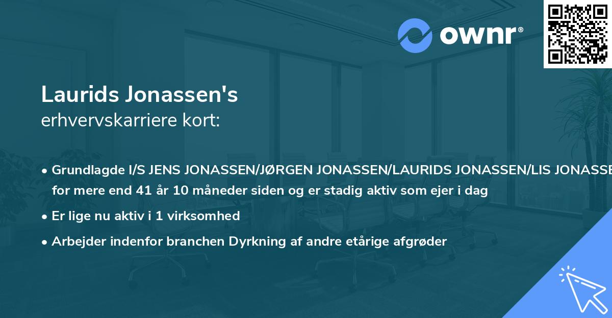 Laurids Jonassen's erhvervskarriere kort