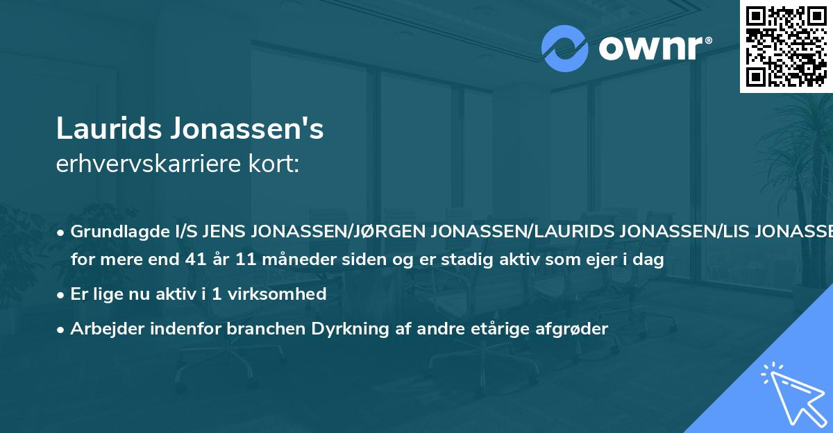 Laurids Jonassen's erhvervskarriere kort