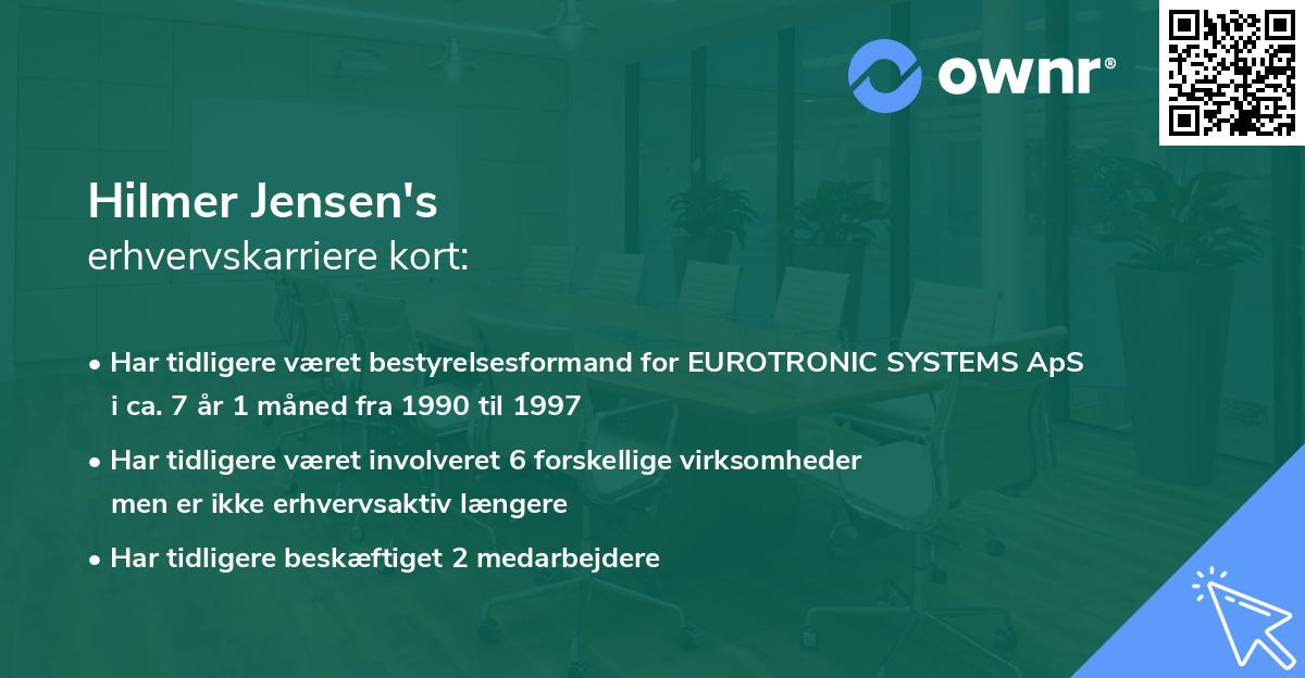 Hilmer Jensen's erhvervskarriere kort