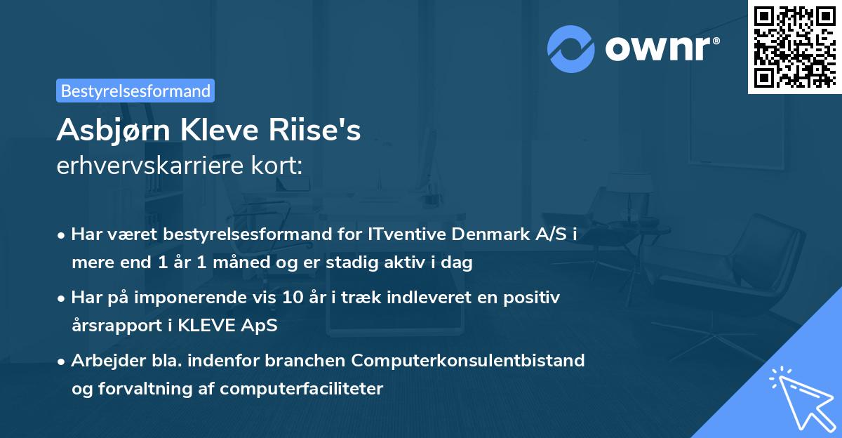 Asbjørn Kleve Riise's erhvervskarriere kort