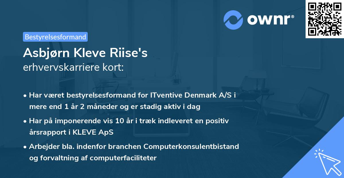 Asbjørn Kleve Riise's erhvervskarriere kort