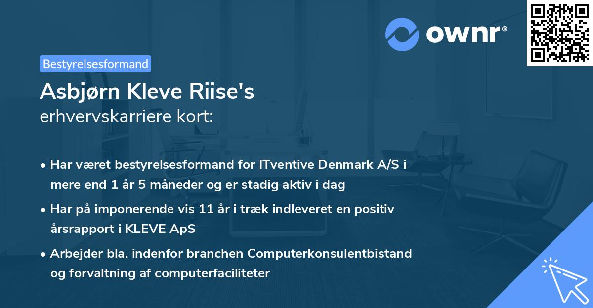 Asbjørn Kleve Riise's erhvervskarriere kort