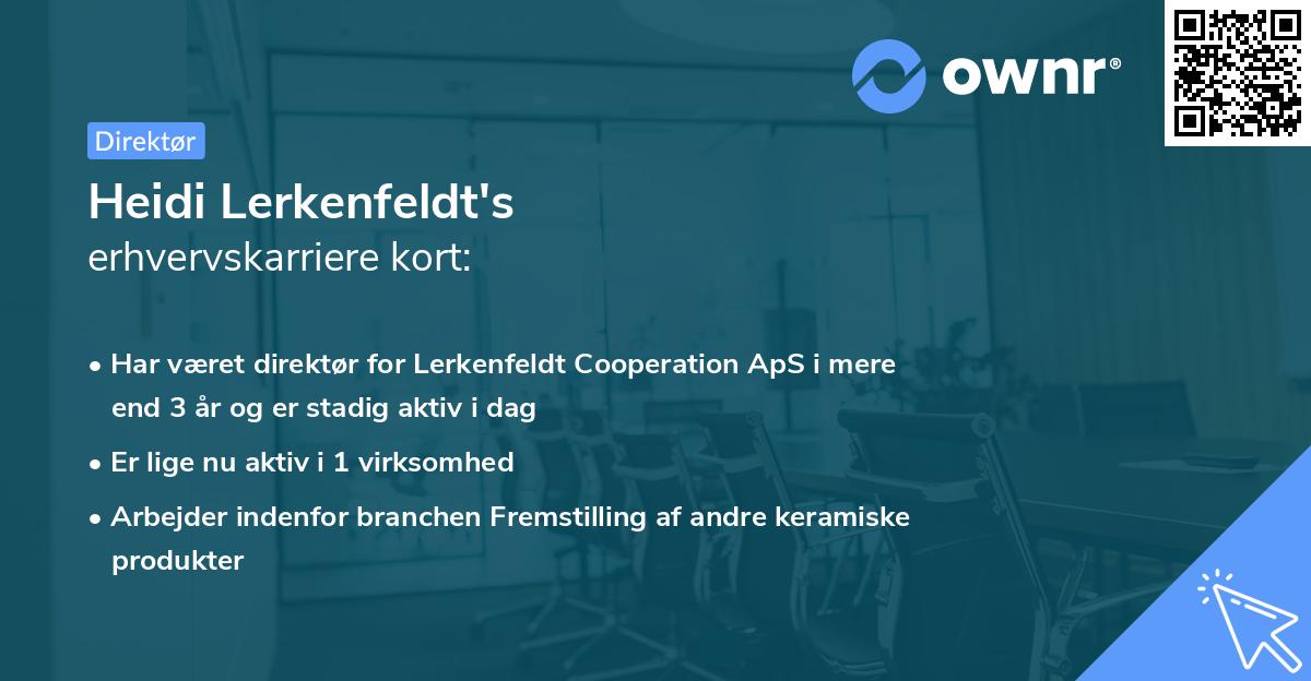 Heidi Lerkenfeldt's erhvervskarriere kort