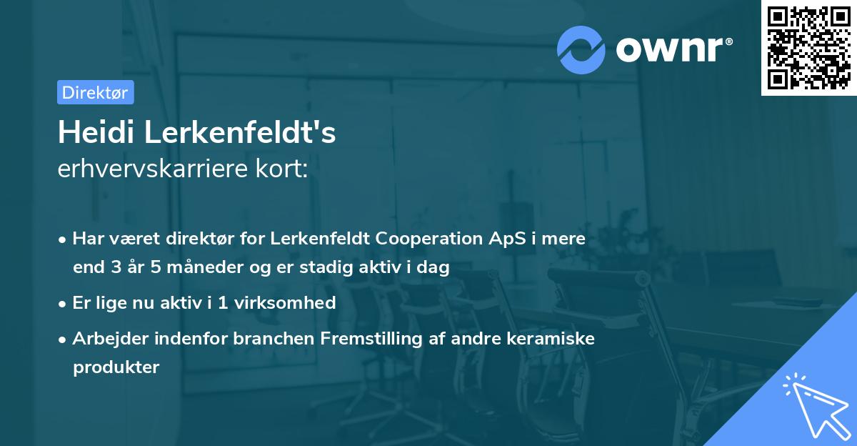 Heidi Lerkenfeldt's erhvervskarriere kort