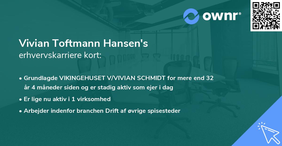 Vivian Toftmann Hansen's erhvervskarriere kort