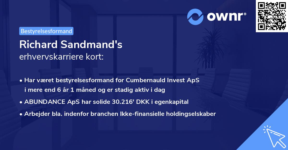 Richard Sandmand's erhvervskarriere kort