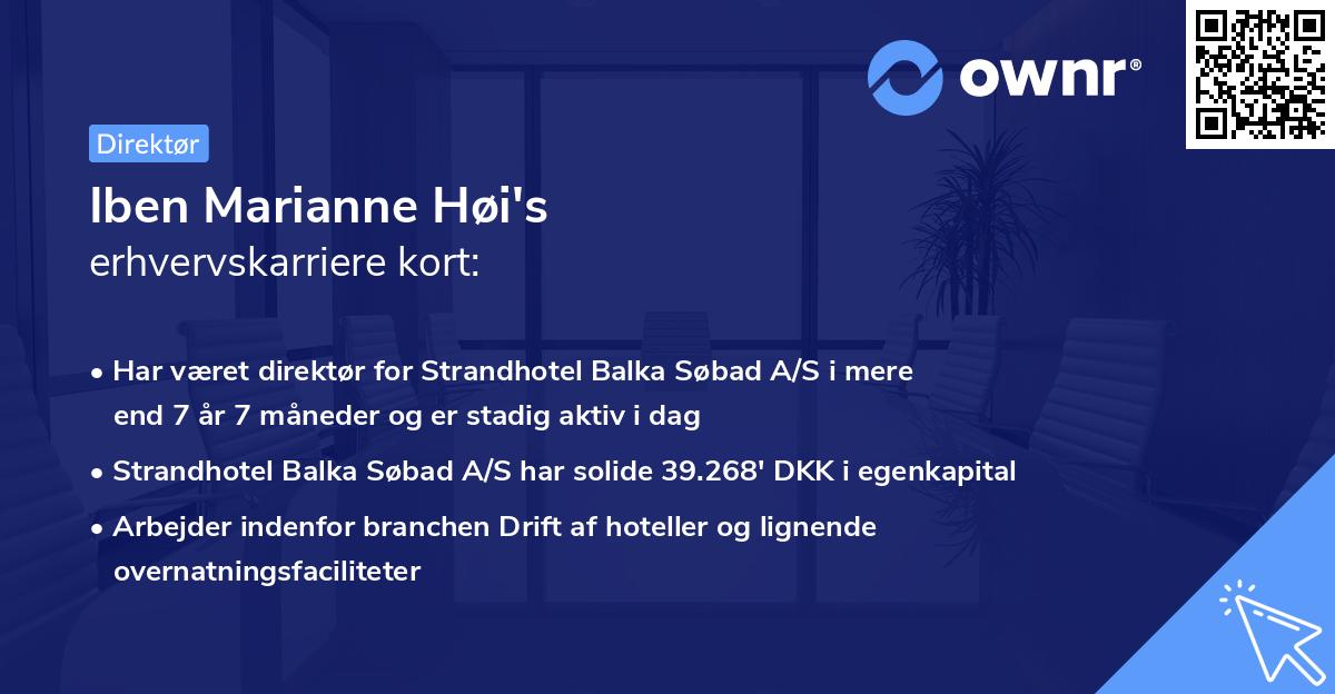 Iben Marianne Høi's erhvervskarriere kort