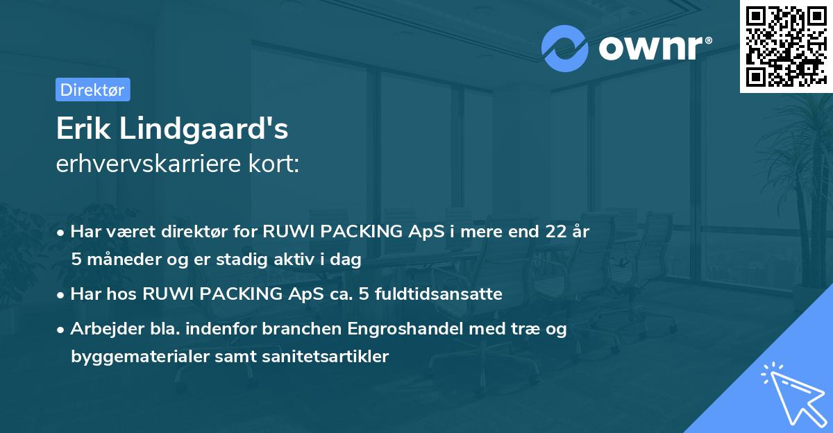 Erik Lindgaard's erhvervskarriere kort
