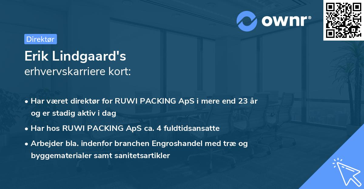 Erik Lindgaard's erhvervskarriere kort