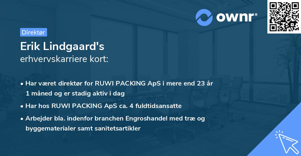 Erik Lindgaard's erhvervskarriere kort