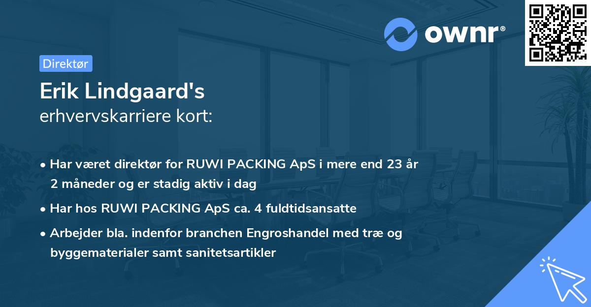 Erik Lindgaard's erhvervskarriere kort