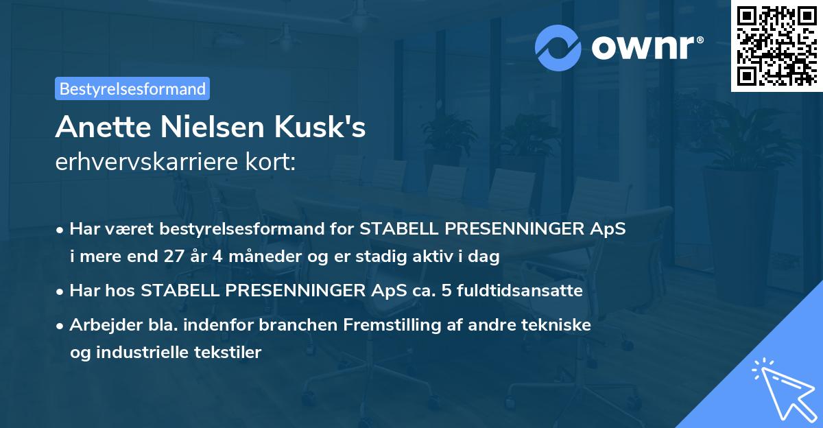 Anette Nielsen Kusk's erhvervskarriere kort