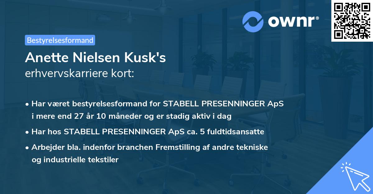 Anette Nielsen Kusk's erhvervskarriere kort