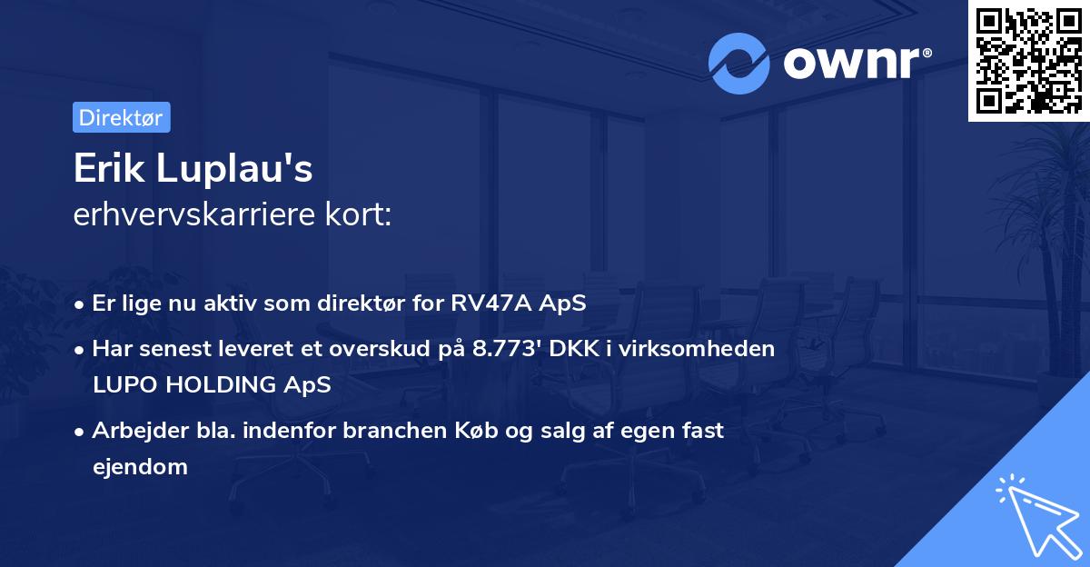 Erik Luplau's erhvervskarriere kort