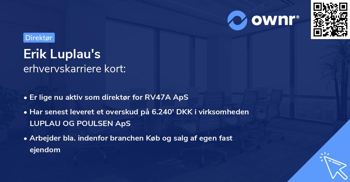 Erik Luplau's erhvervskarriere kort