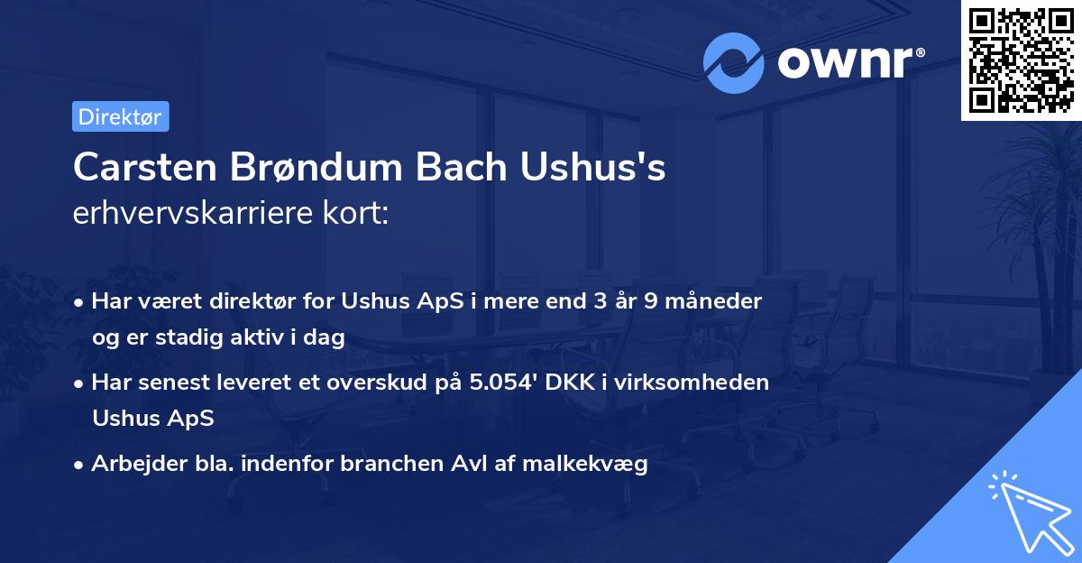 Carsten Brøndum Bach Ushus's erhvervskarriere kort
