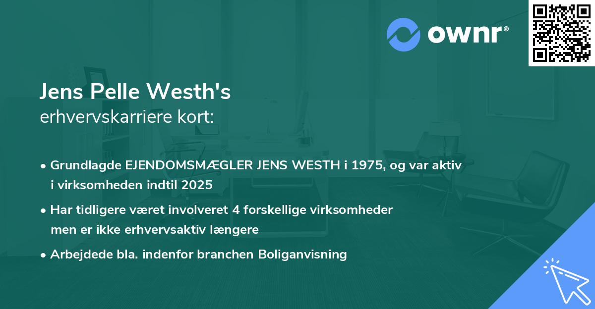 Jens Pelle Westh's erhvervskarriere kort