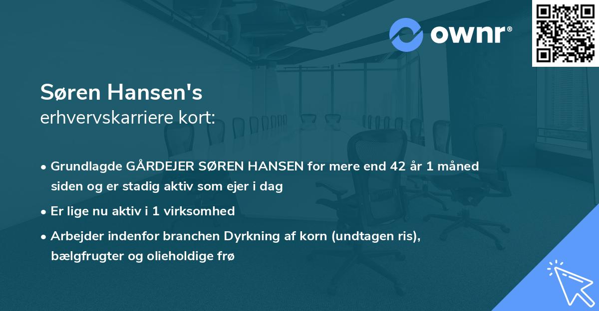 Søren Hansen's erhvervskarriere kort