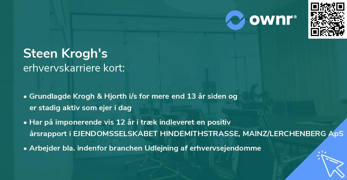 Steen Krogh's erhvervskarriere kort