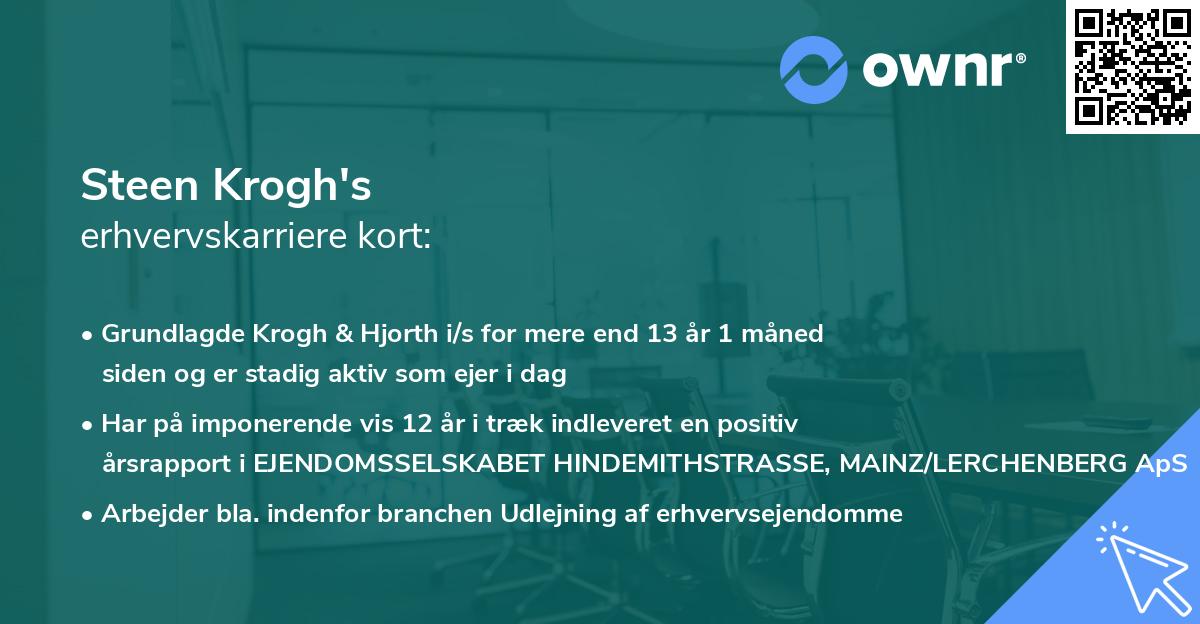 Steen Krogh's erhvervskarriere kort