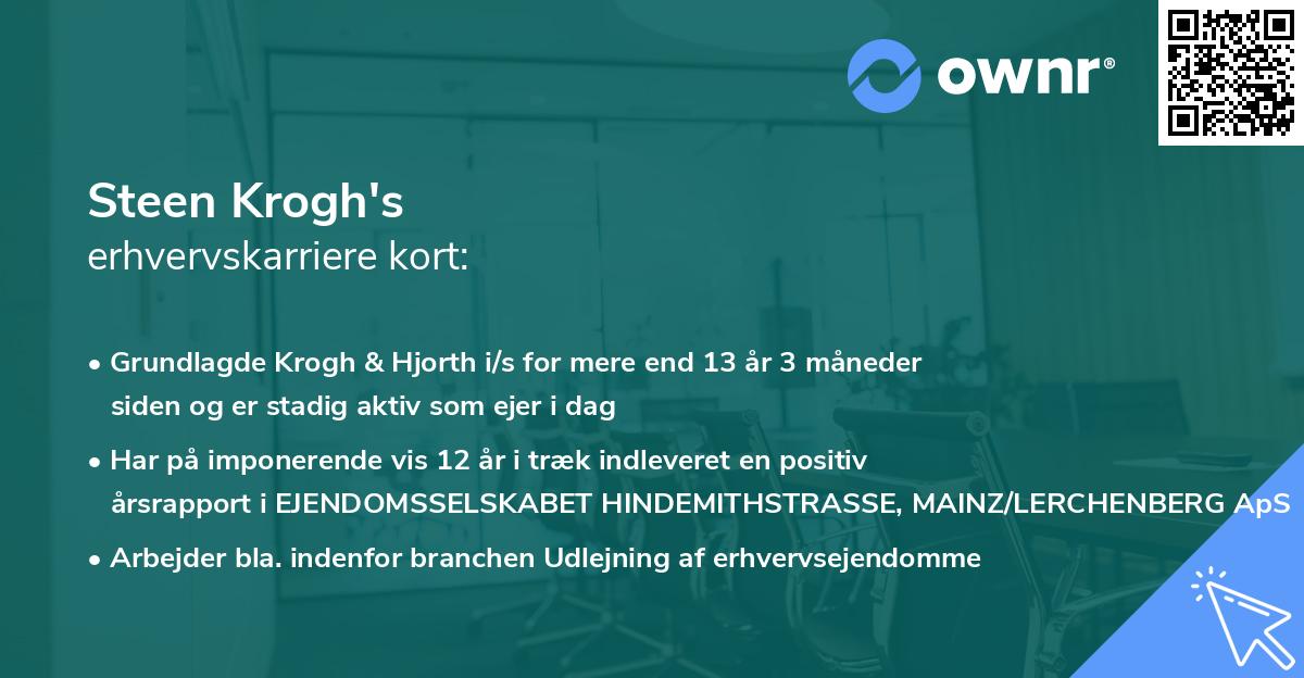Steen Krogh's erhvervskarriere kort
