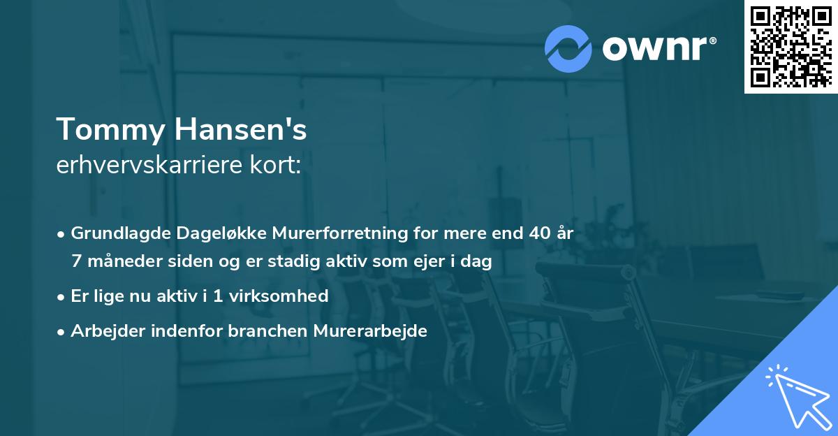 Tommy Hansen's erhvervskarriere kort