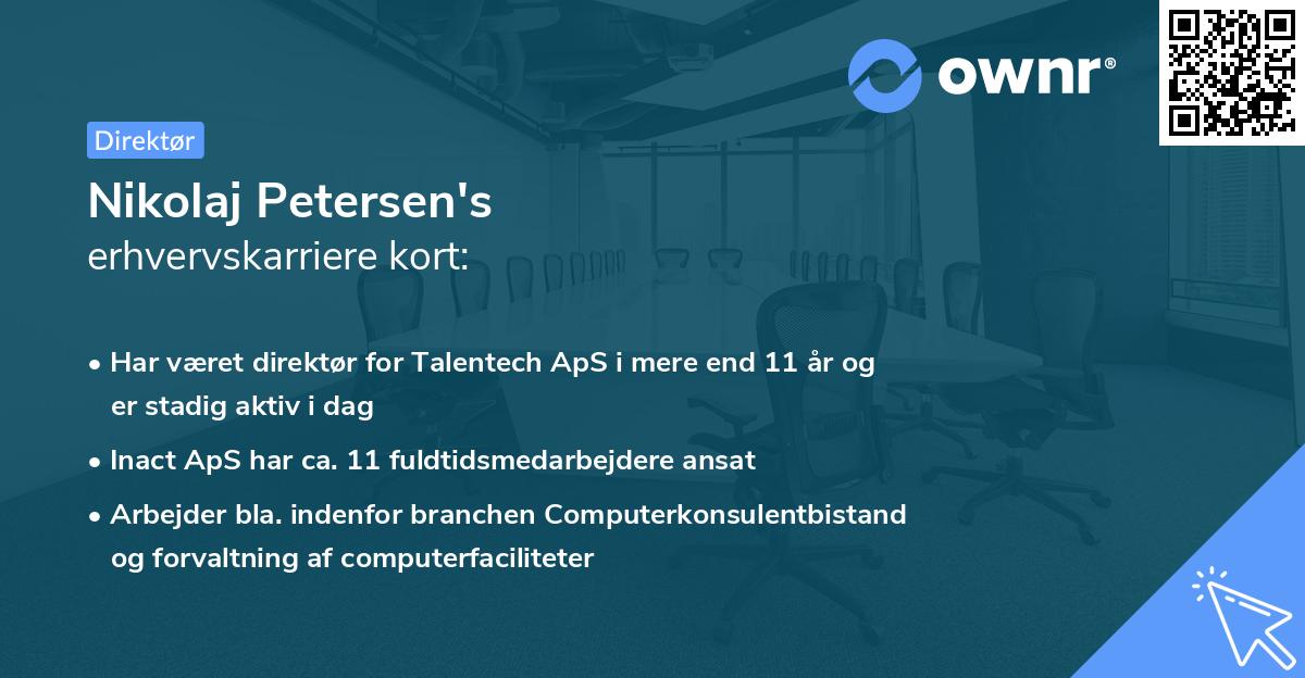 Nikolaj Petersen's erhvervskarriere kort