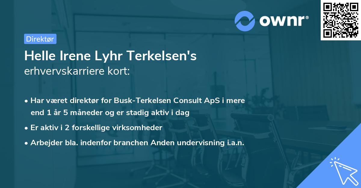 Helle Irene Lyhr Terkelsen's erhvervskarriere kort