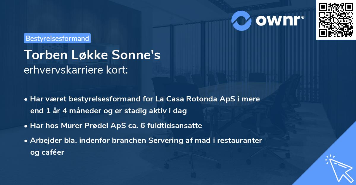 Torben Løkke Sonne's erhvervskarriere kort