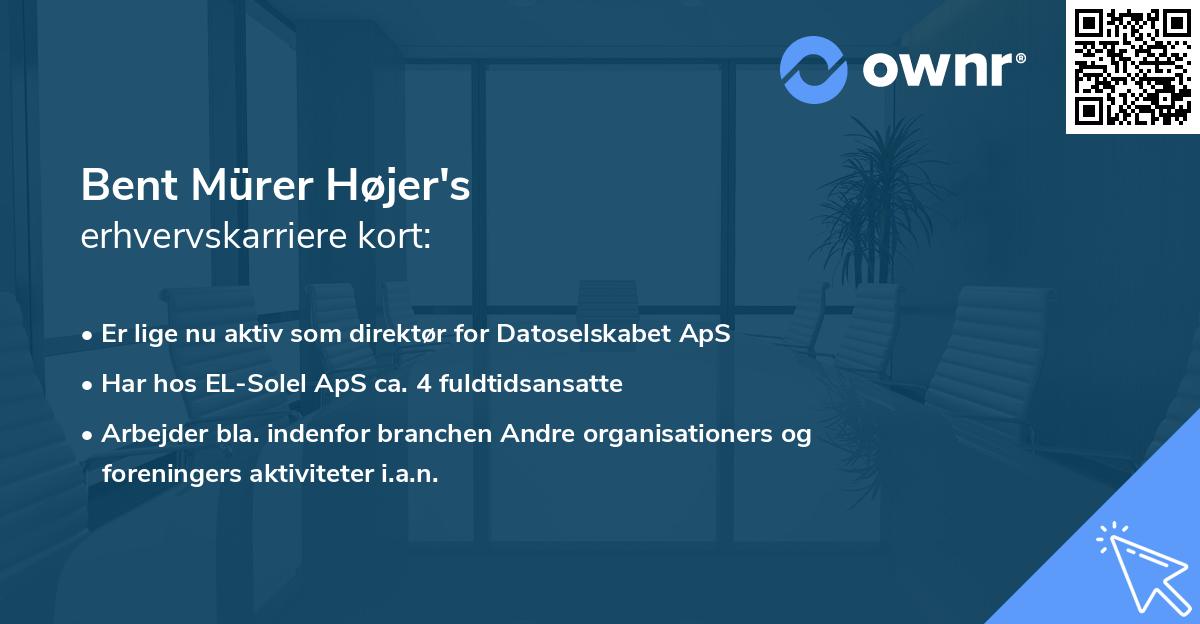 Bent Mürer Højer's erhvervskarriere kort