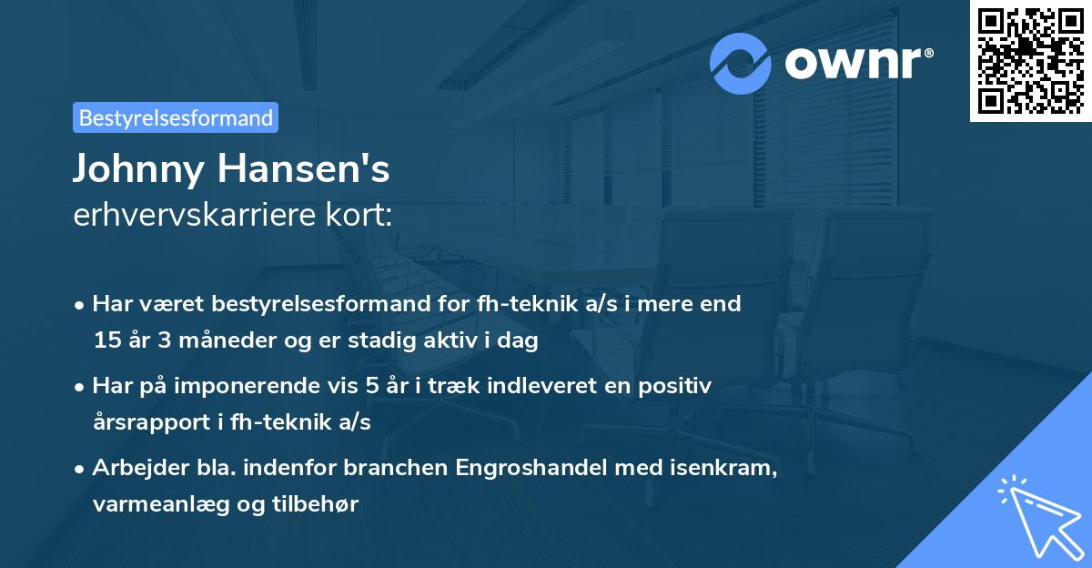 Johnny Hansen's erhvervskarriere kort