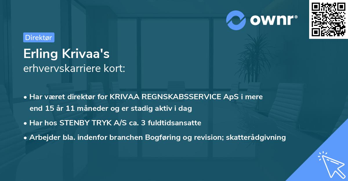 Erling Krivaa's erhvervskarriere kort
