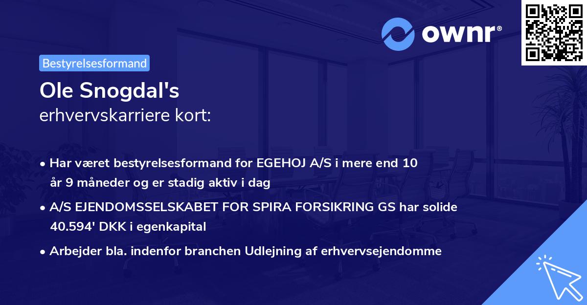 Ole Snogdal's erhvervskarriere kort