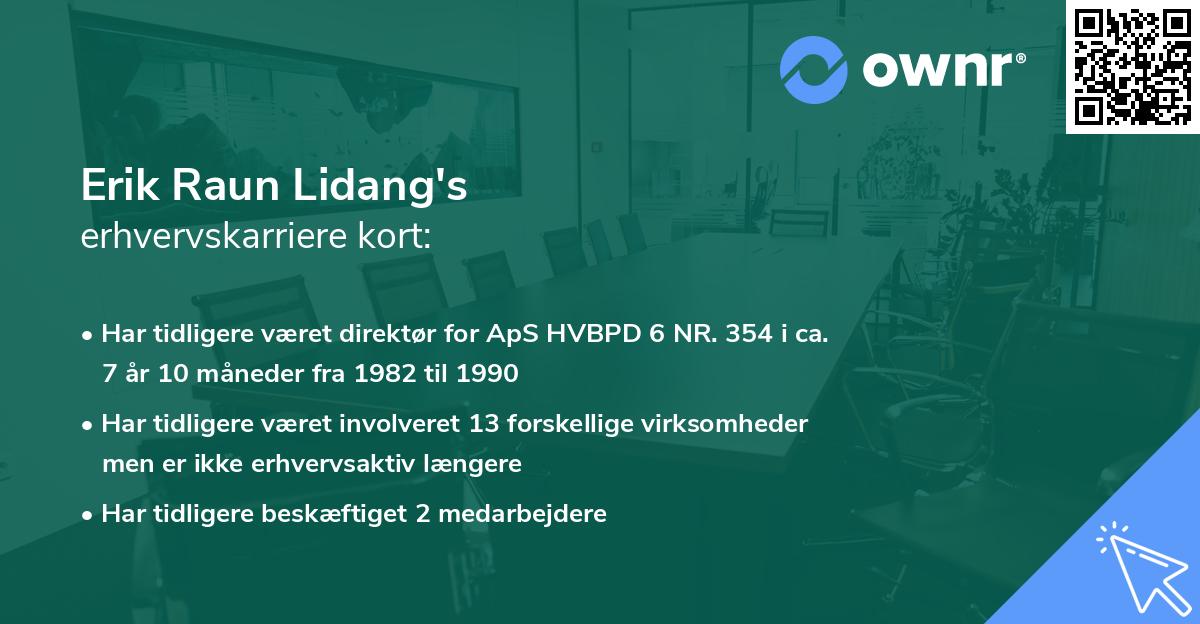 Erik Raun Lidang's erhvervskarriere kort