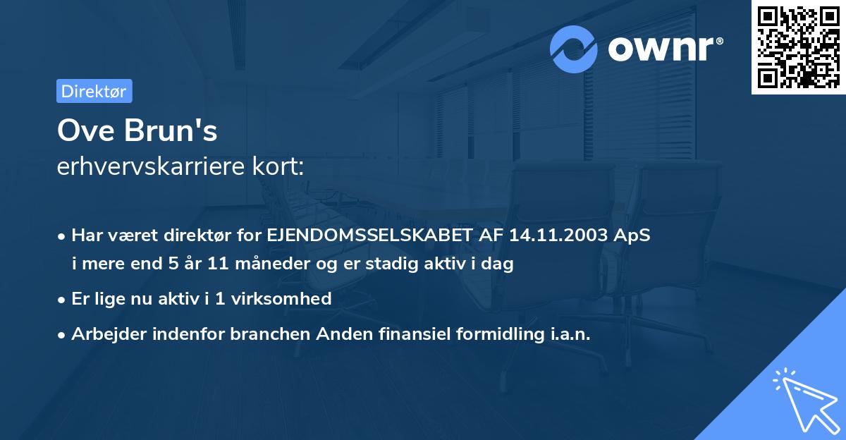 Ove Brun's erhvervskarriere kort