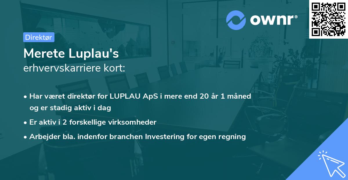Merete Luplau's erhvervskarriere kort
