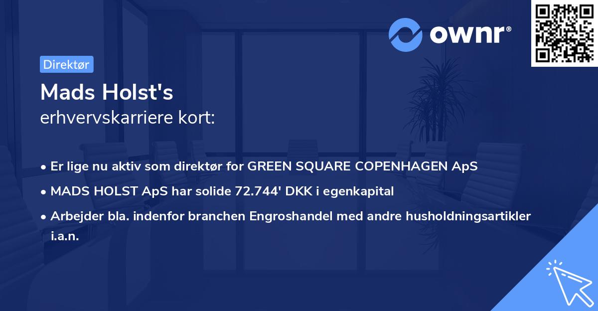 Mads Holst's erhvervskarriere kort
