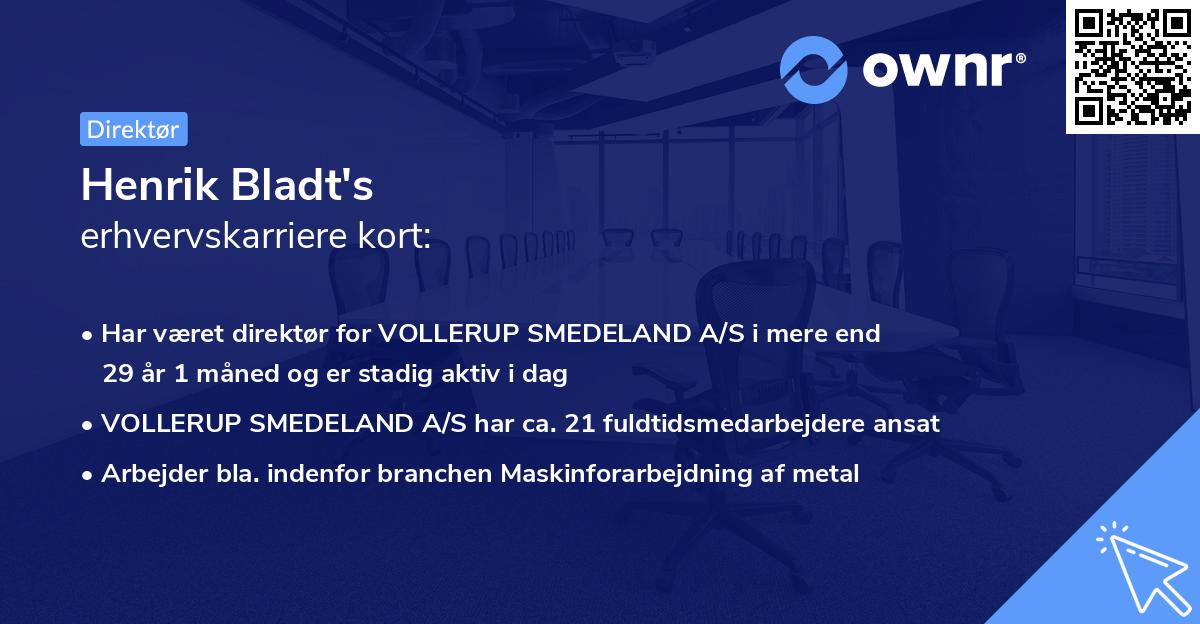 Henrik Bladt's erhvervskarriere kort